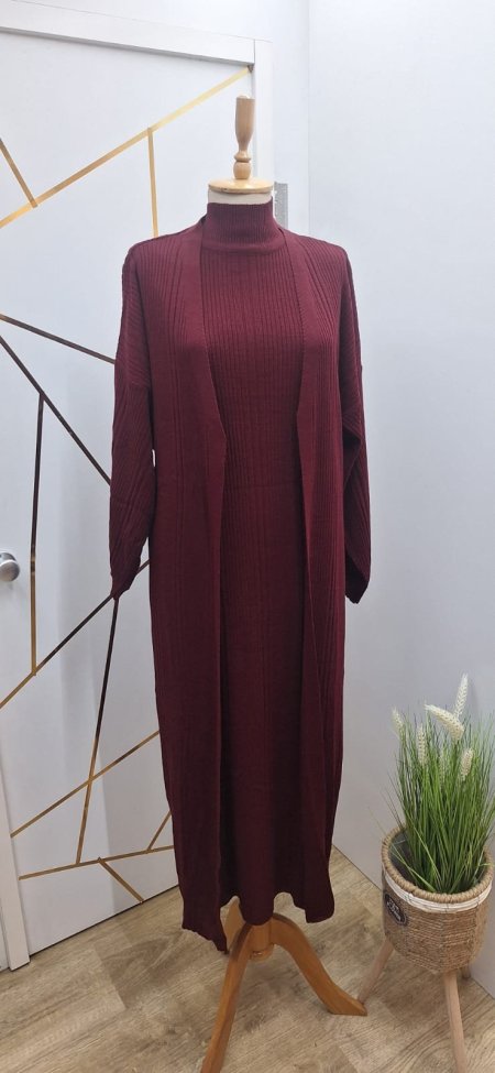 فستان صوف بيسك قطعتين